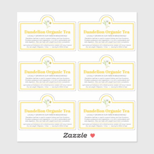 Dandelion Tea Custom-Cut Vinyl Sticker (Vel)