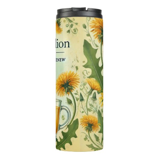 Dandelion Tea Design AI-kunst Thermosbeker (Achterkant)