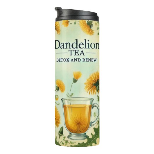 Dandelion Tea Design AI-kunst Thermosbeker (Geroteerd rechts)