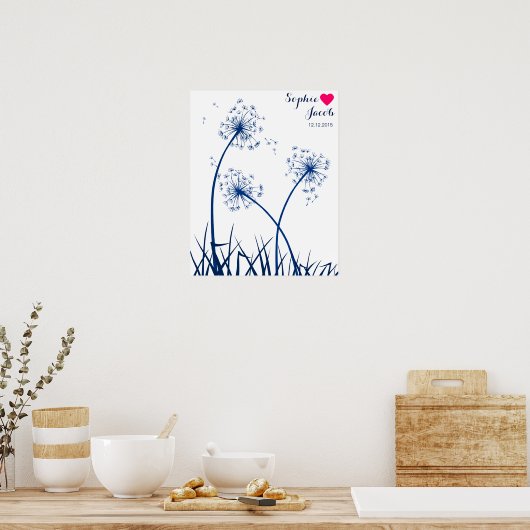 dandelion voor vingerafdrukbruiloft poster (Keuken)
