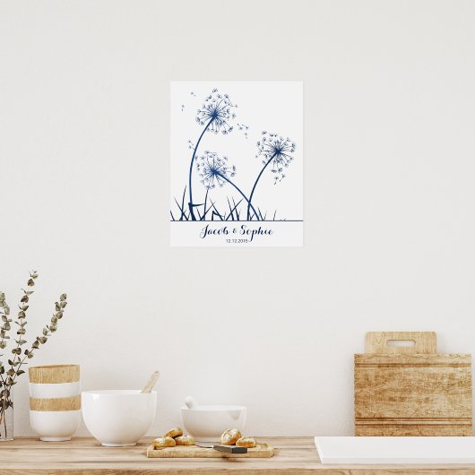 dandelion voor vingerafdrukbruiloft poster (Keuken)