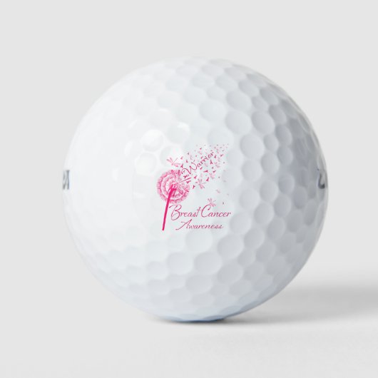 Dandelion Warrior Breast Cancer Bewustheid Golfballen (Voorkant)