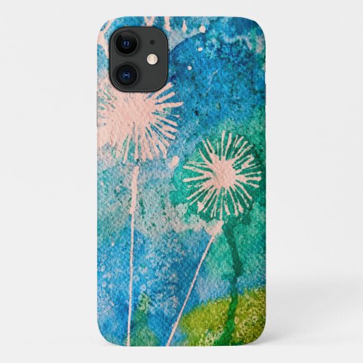 Dandelion waterverf abstract blauw en groen Case-Mate iPhone case (Achterkant)