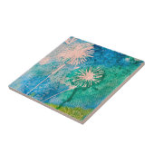 Dandelion waterverf abstract blauw en groen tegeltje (Zijkant)