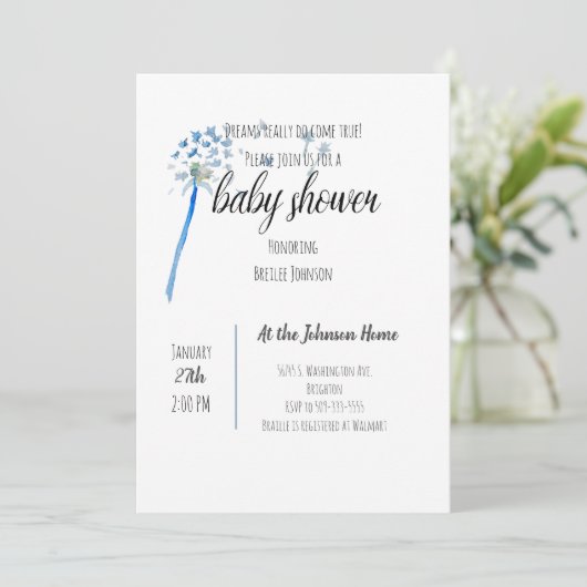 Dandelion Waterverf Baby shower (Staand voorkant)
