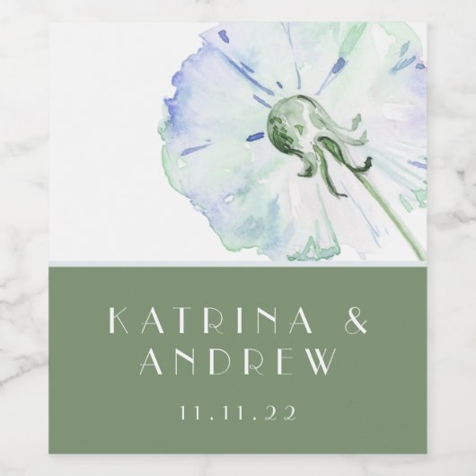 Dandelion Waterverf Wedding Wine Labels Wijn Etiket (Enkel label)