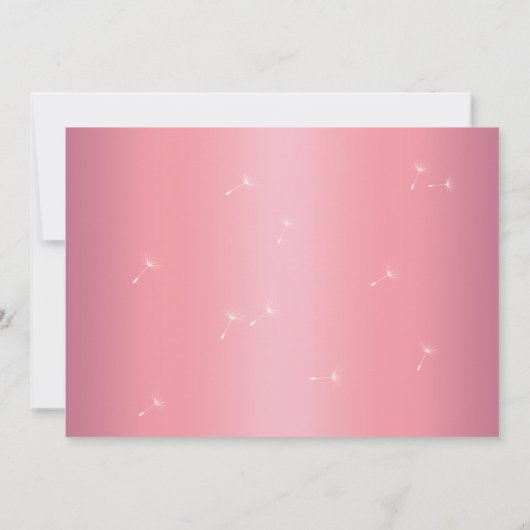 Dandelion Wedding Invitation in Roos Gold en Grey Kaart (Achterkant)