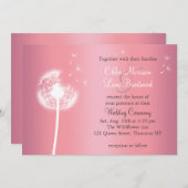 Dandelion Wedding Invitation in Roos Gold en Grey Kaart (Voorkant / Achterkant)