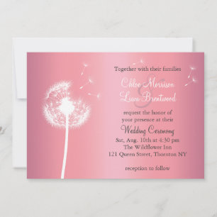 Dandelion Wedding Invitation in Roos Gold en Grey Kaart