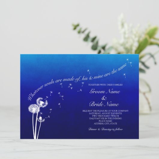 Dandelion Wedding Invitation Kaart (Staand voorkant)