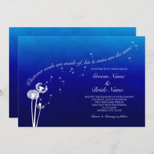 Dandelion Wedding Invitation Kaart (Voorkant / Achterkant)