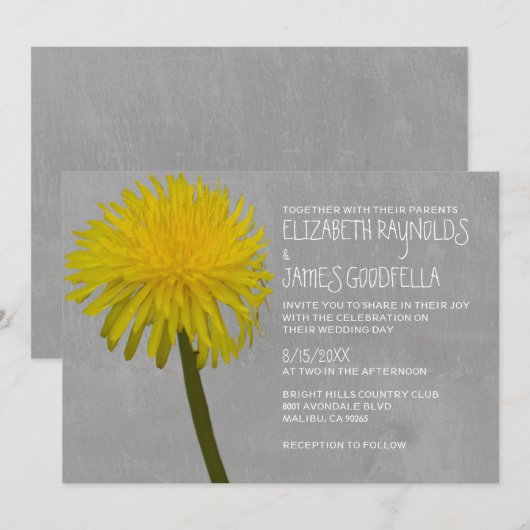 Dandelion Wedding Invitations Kaart (Voorkant / Achterkant)