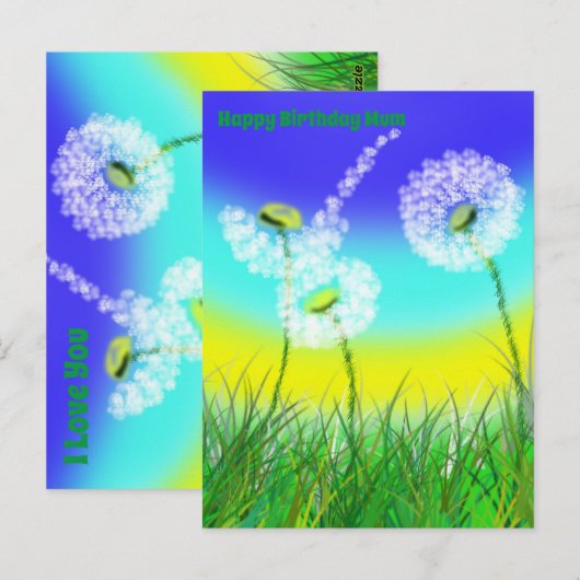 Dandelion Weed Clock, Mums Birthday, Briefkaart (Voorkant / Achterkant)