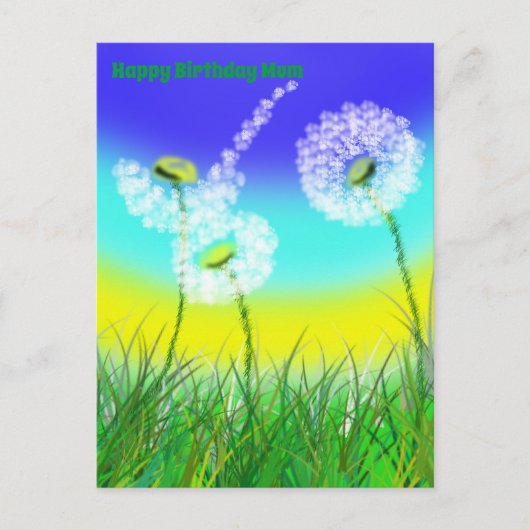 Dandelion Weed Clock, Mums Birthday, Briefkaart (Voorkant)