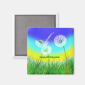 Dandelion Weed Clock, Mums Birthday, Fridge Magnet (Voorkant / Achterkant)