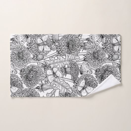Dandelion-weide in zwart-wit bad handdoek (Handdoek)