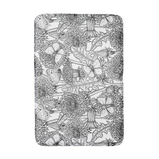 Dandelion-weide in zwart-wit badmat (Voorkant Verticaal)