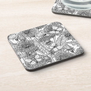 Dandelion-weide in zwart-wit bier onderzetter