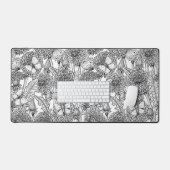 Dandelion-weide in zwart-wit bureaumat (Keyboard & Muis)