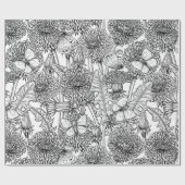 Dandelion-weide in zwart-wit cadeaupapier (Vlak)