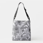 Dandelion-weide in zwart-wit crossbody tas (Achterkant)