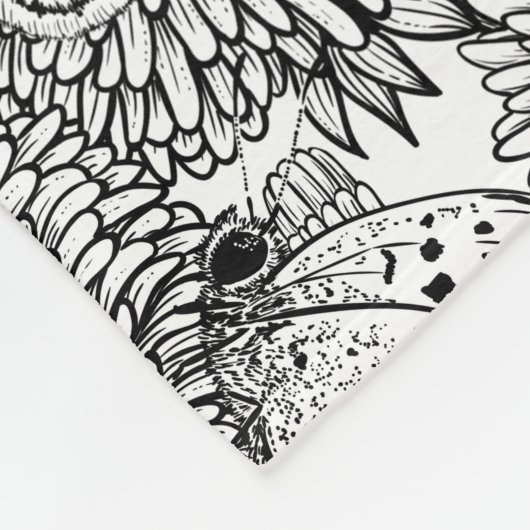 Dandelion-weide in zwart-wit fleece deken (Hoek)