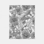 Dandelion-weide in zwart-wit fleece deken (Voorkant)