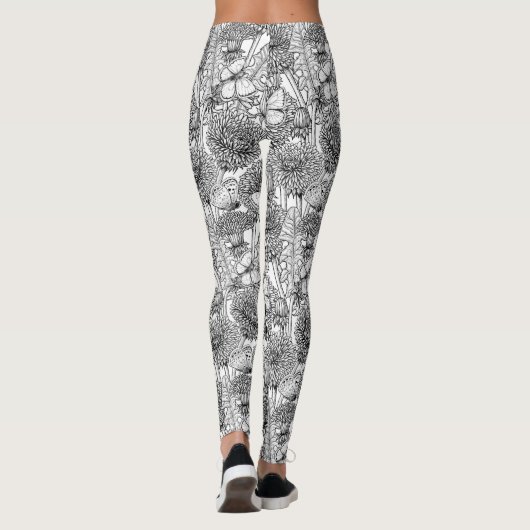 Dandelion-weide in zwart-wit leggings (Achterkant)