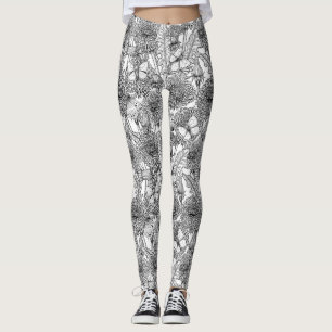 Dandelion-weide in zwart-wit leggings