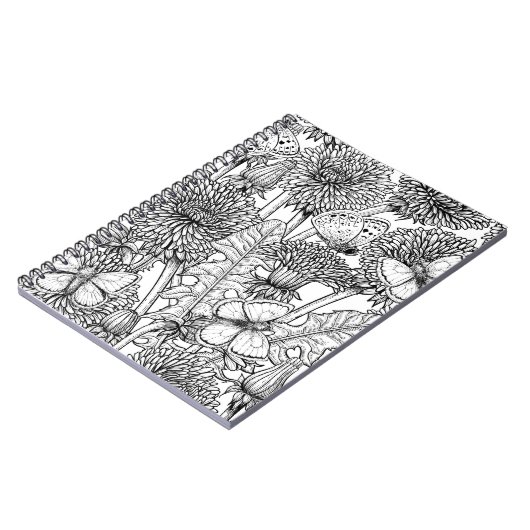 Dandelion-weide in zwart-wit notitieboek (Linkerzijde)