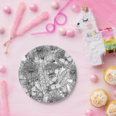 Dandelion-weide in zwart-wit papieren bordje (Feest)