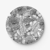Dandelion-weide in zwart-wit papieren bordje (Voorkant)