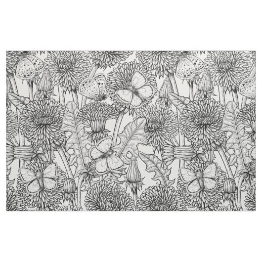 Dandelion-weide in zwart-wit stof (Fat Quarter)