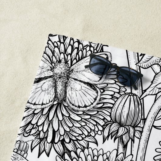 Dandelion-weide in zwart-wit strandlaken (In situ)