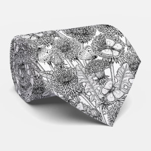 Dandelion-weide in zwart-wit stropdas