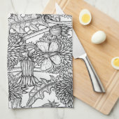 Dandelion-weide in zwart-wit theedoek (Quarter Fold)