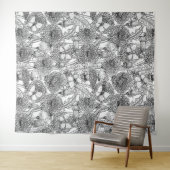 Dandelion-weide in zwart-wit wandkleed (In Situ (horizontaal))