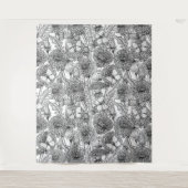 Dandelion-weide in zwart-wit wandkleed (Voorkant)