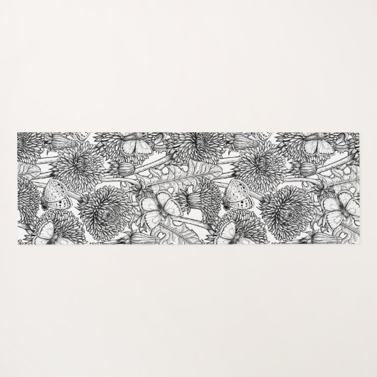 Dandelion-weide in zwart-wit yogamat (Achterkant (horizontaal))