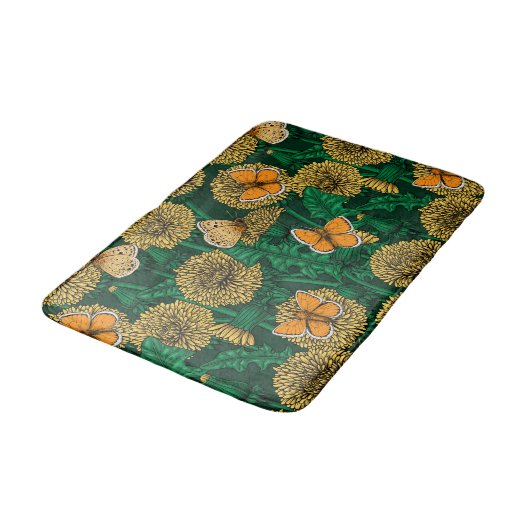 Dandelion-weide op donkergroen badmat (Gekanteld)