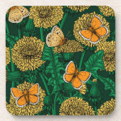 Dandelion-weide op donkergroen bier onderzetter (Voorkant)