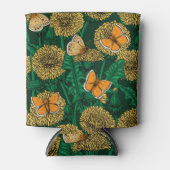 Dandelion-weide op donkergroen blikjeskoeler (Voorkant)