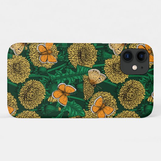 Dandelion-weide op donkergroen Case-Mate iPhone case (Achterkant (horizontaal))