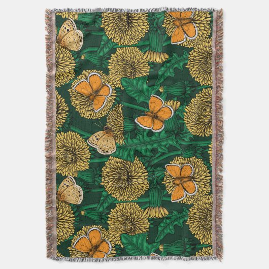 Dandelion-weide op donkergroen deken (Voorkant Verticaal)