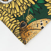 Dandelion-weide op donkergroen fleece deken (Hoek)