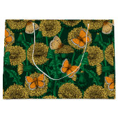 Dandelion-weide op donkergroen groot cadeauzakje (Voorkant)
