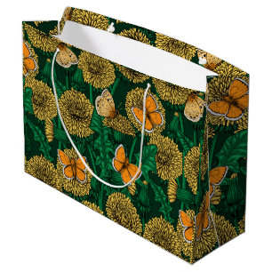 Dandelion-weide op donkergroen groot cadeauzakje