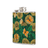 Dandelion-weide op donkergroen heupfles (Links)