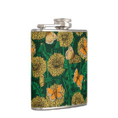 Dandelion-weide op donkergroen heupfles (Rechts)