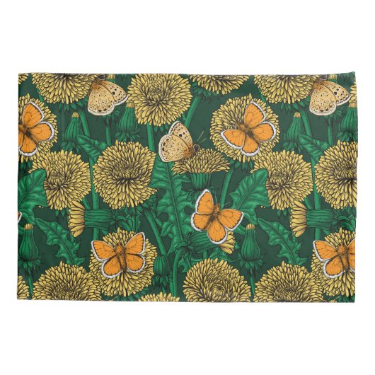 Dandelion-weide op donkergroen kussensloop (Achterkant)